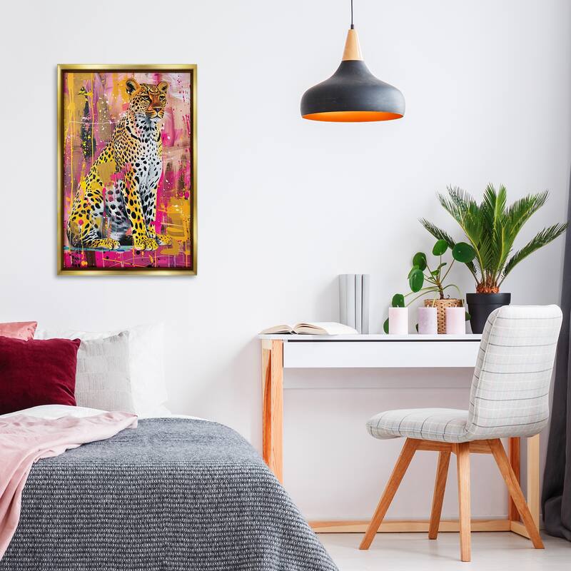 Stupell Urban Abstraction Cheetah Framed Floater Canvas Wall Art Design By LSR Design Studio