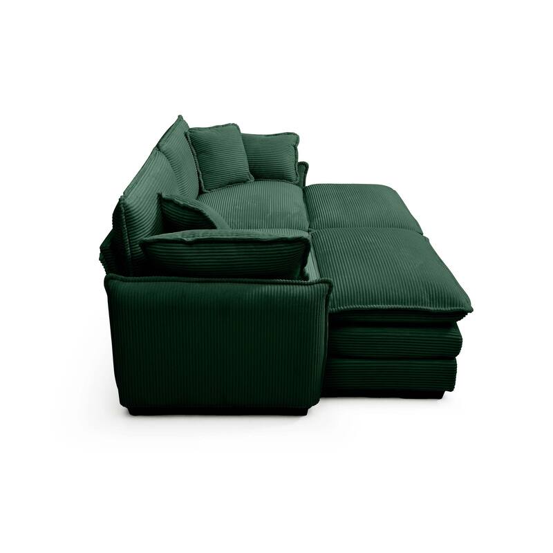 Ergonomic 2-Seater Modular Theater Sofa with Ottoman and Pillows