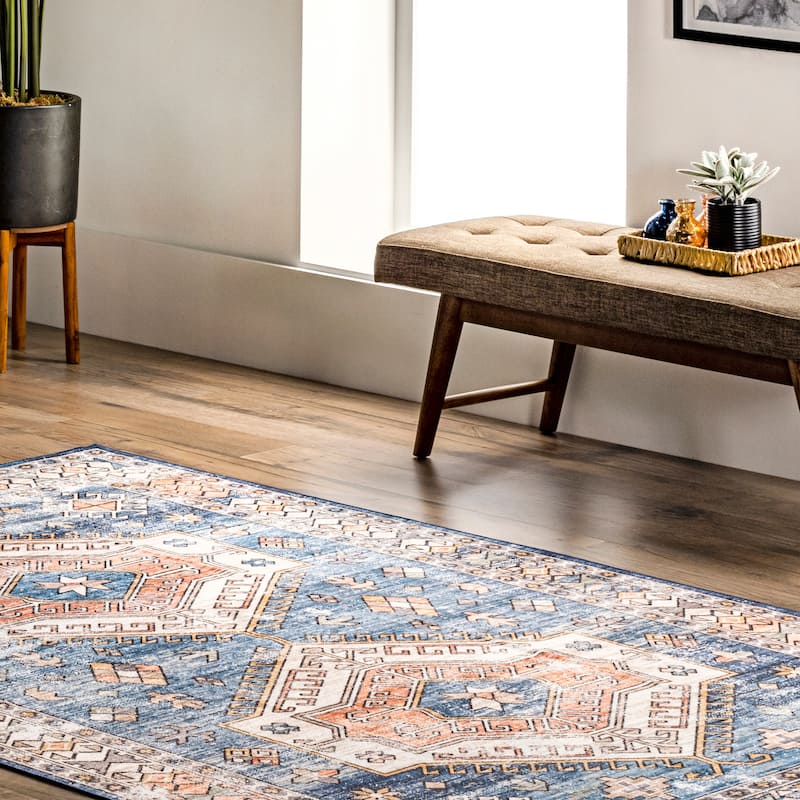 Nuloom Mae SpinClean Tribal Motif Machine Washable Area Rug