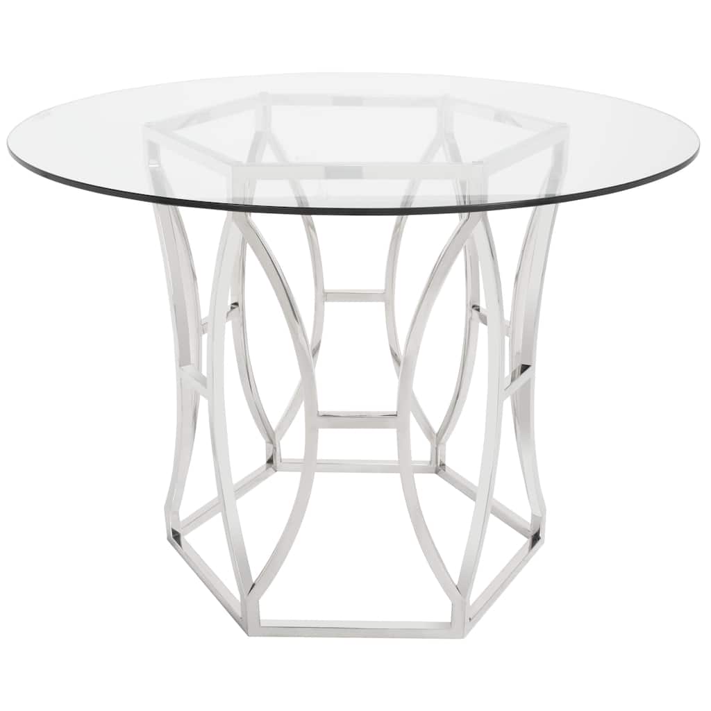SAFAVIEH Couture Bethwyn 42-inch Round Glass Top Dining Table - 42"W x 42"D x 30"H