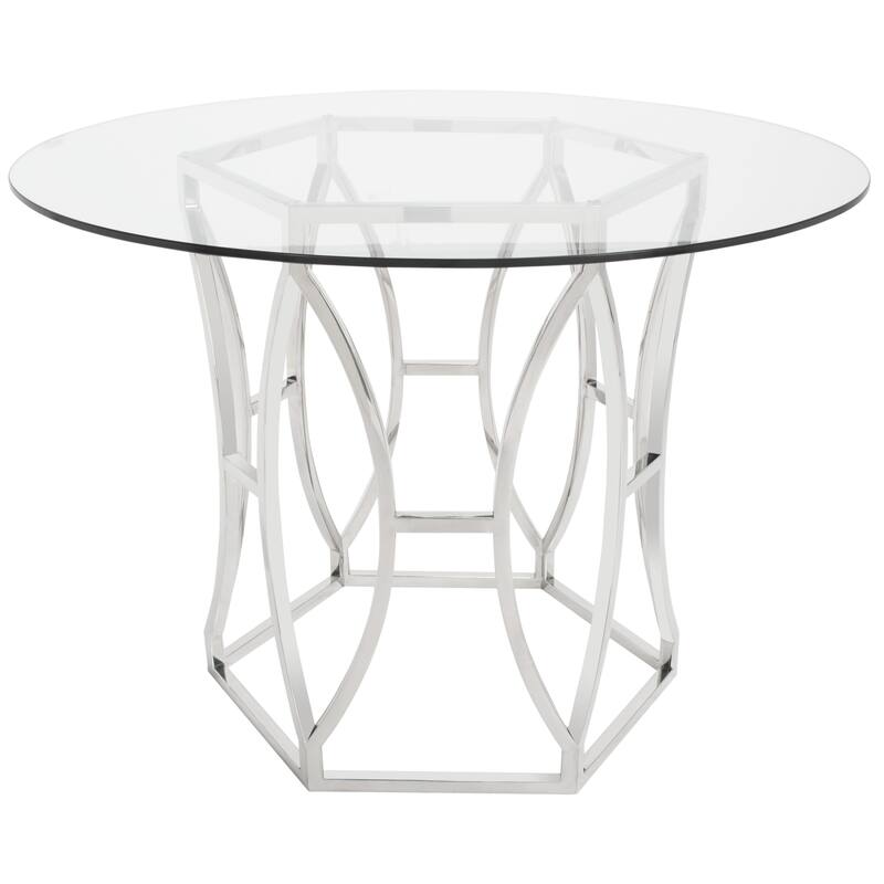 SAFAVIEH Couture Shaw Glass Top Round Dining Table