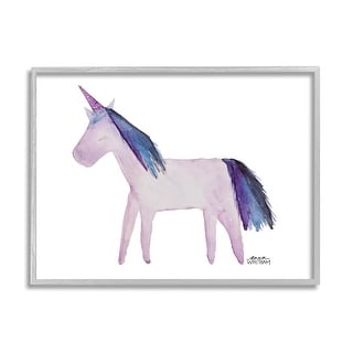 Stupell Industries Pink Florals Purple Unicorn Mythical Animal