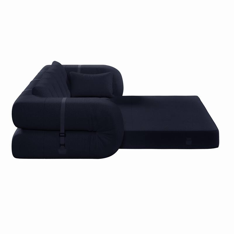 GDFStudio - Teddy Fabric 78.7" Multi-Functional Foldable Sofa Bed