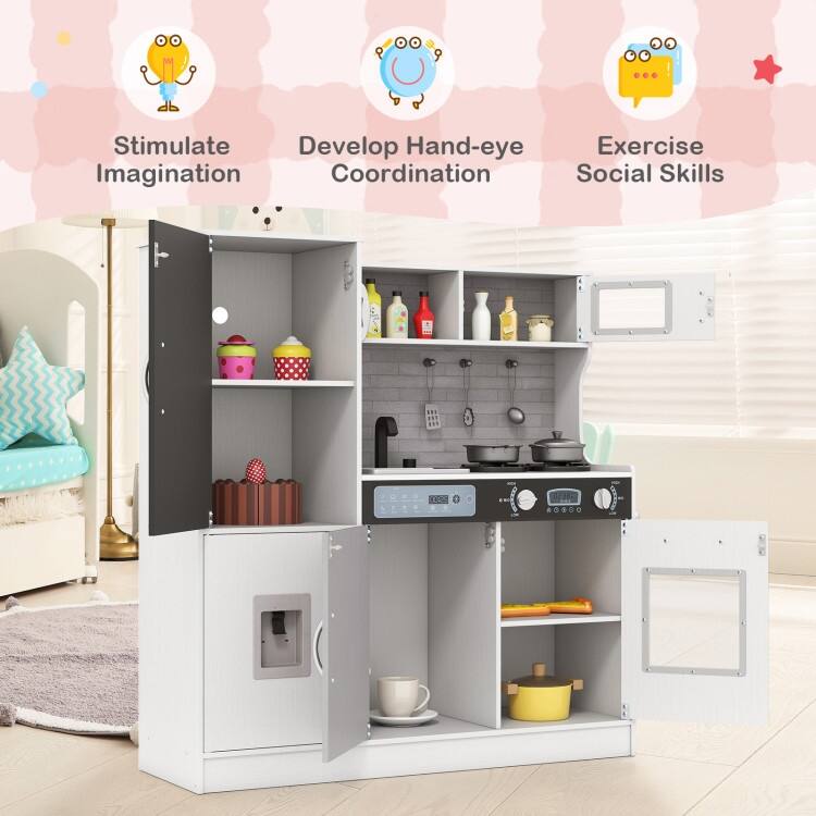 Pretend Play Kitchen with Utensils for Kids Aged 3+ - 36" x 12" x 39"