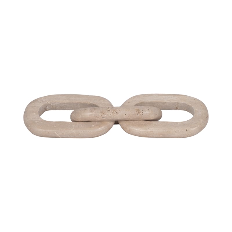 Sagebrook Home's Travertine 14-inch Tan 3-link Chain Decor - Timeless Decorative Object for a Sophisticated Touch - 14" x 4" x 2" - Tan