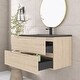 preview thumbnail 4 of 57, Floating Bathroom Vanity in Evita Oak with Integrated Quartz Sand Top