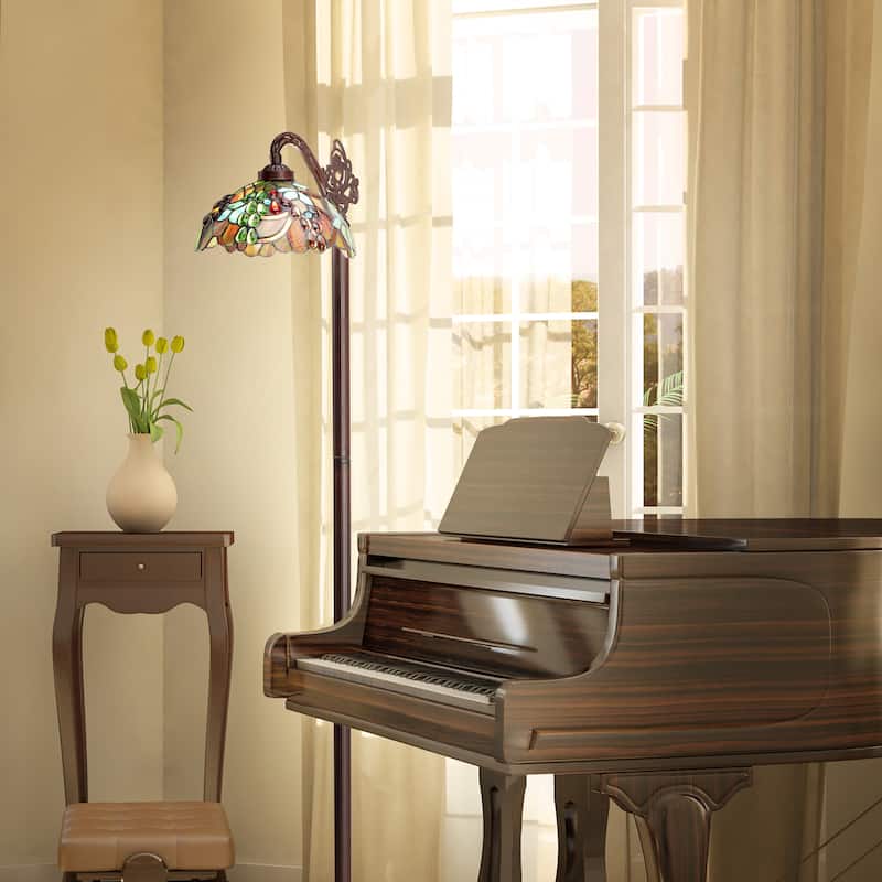 Victoria River of Goods Multicolor Tiffany Style Stained Glass Dome Shade 60-Inch Floor Lamp - 19" x 11.25" x 60"