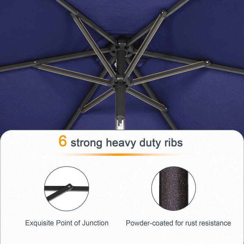 LIVOOSUN 6x9Ft LED Patio Umbrella Weather Resistant Table Umbrella