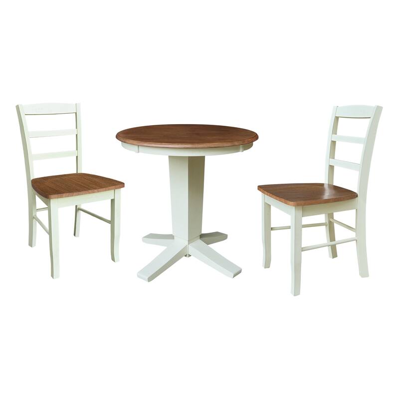 30" Solid Wood Round Top Dining Table with 2 Chairs