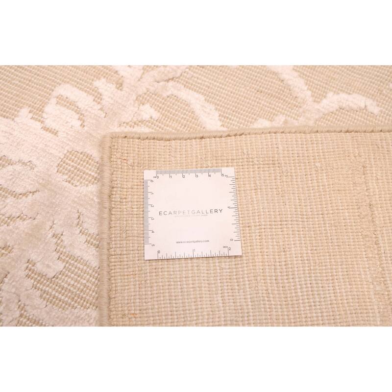 ECARPETGALLERY Hand Loomed Elysian Beige, Ivory Viscose, Wool Rug - 6'7 x 10'1