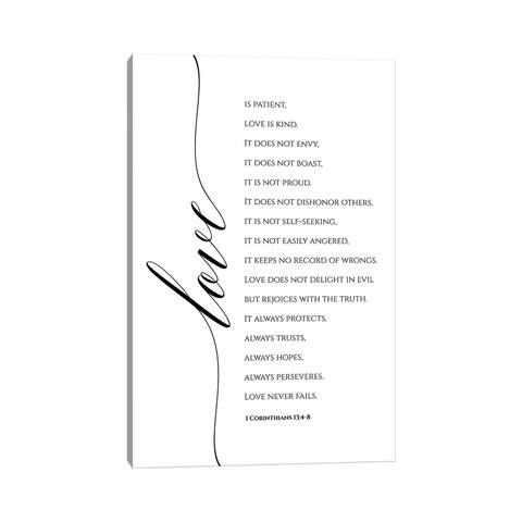 iCanvas "Love Is Patient, Love Is Kind, 1 Corinthians 13 -4-8" by Eden Printables Canvas Print