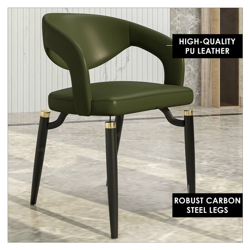 Entice Dining Chairs Upholstered Leather with Iron Legs Modern Accent Arm Chairs
