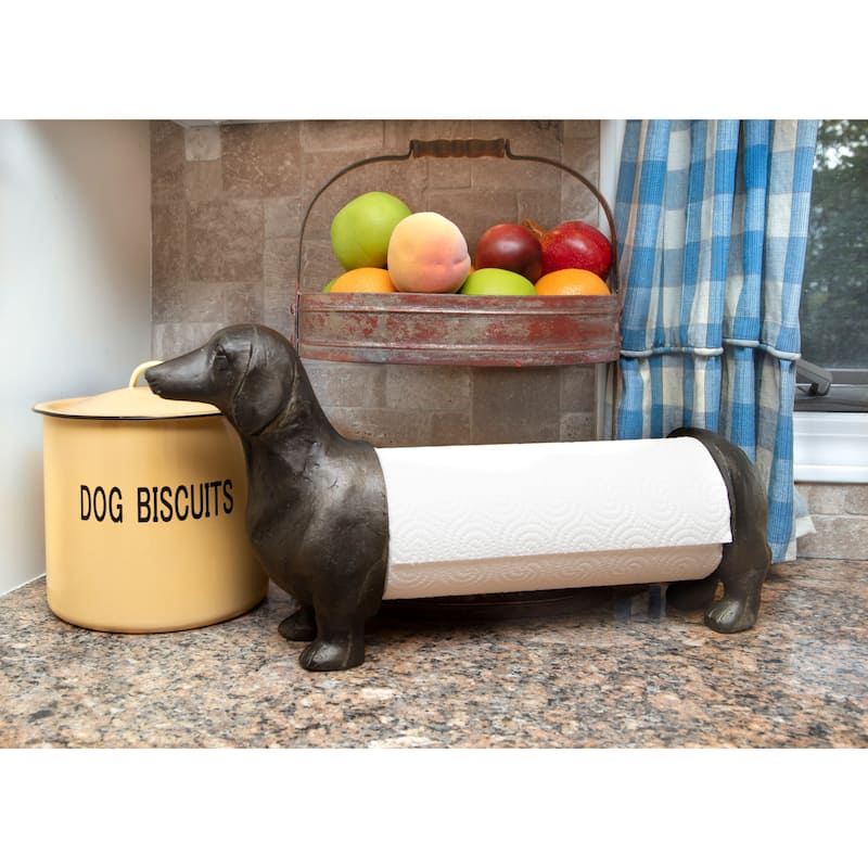 Antiqued Bronze Dachshund Dog Paper Towel Holder