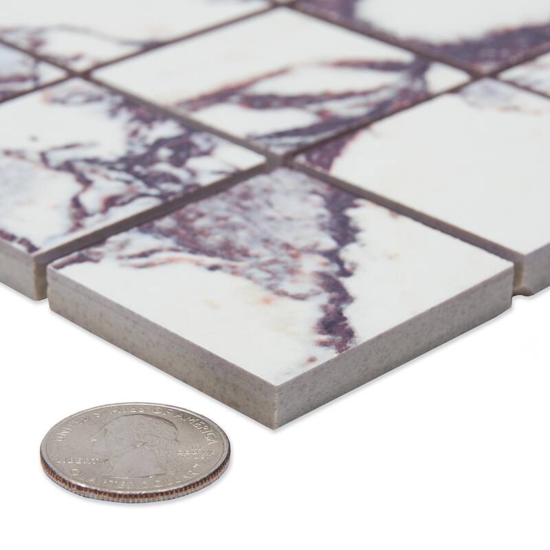 Merola Tile Touche 2" Square Rubis 11-3/4" x 11-3/4" Porcelain Mosaic Floor and Wall Tile - (1 Tile)