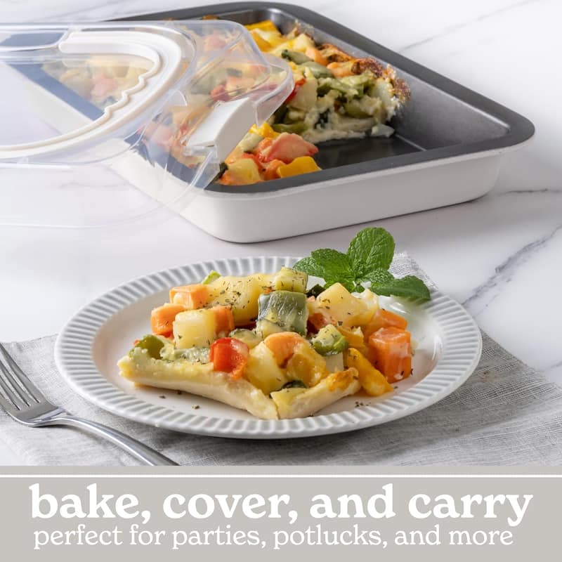 Country Kitchen Baking Pans Set 10 Piece Non-Stick Cake Pans with Carry Lids for Storage & Travel, Perfect for Parties Stackable