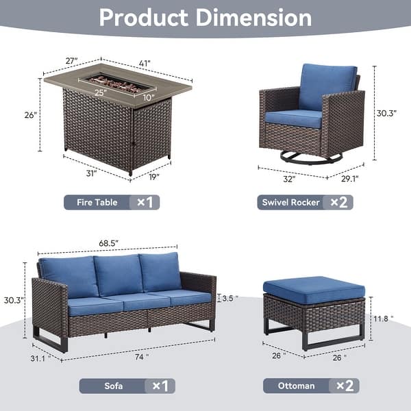 dimension image slide 0 of 24, Gymojoy Outdoor Fire Pit Conversation Set, Patio Furniture with Cushions