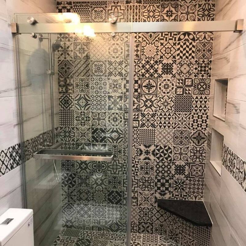 Ellis Taco 6.5x6.5 Matte Porcelain Encaustic Tile - Floor, Wall & Backsplash