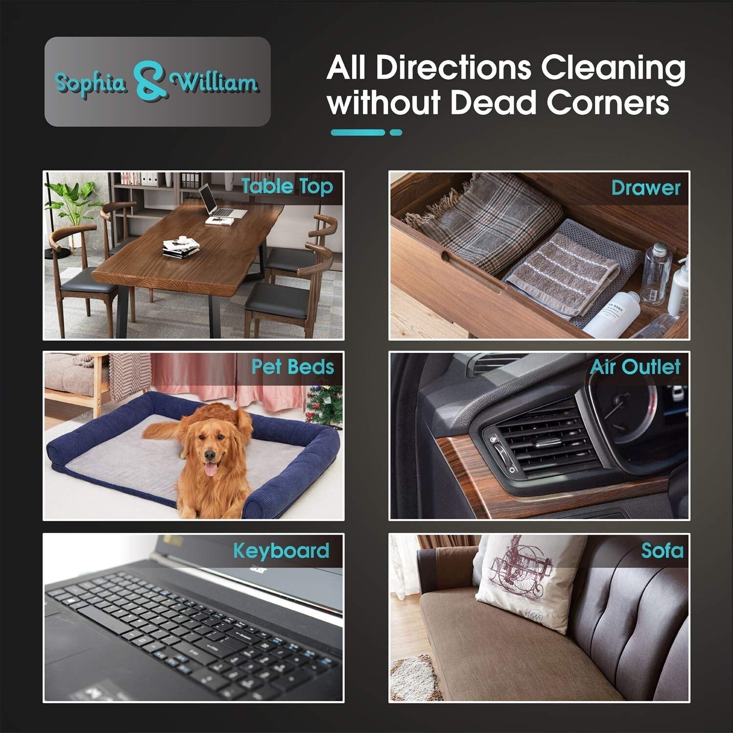 Sophia /& William Cordless Handheld Vacuum Cleaner Rechargeable Portable Small Handheld Vacuum Cleaner Lightweight with Powerful Suction and Charging Base