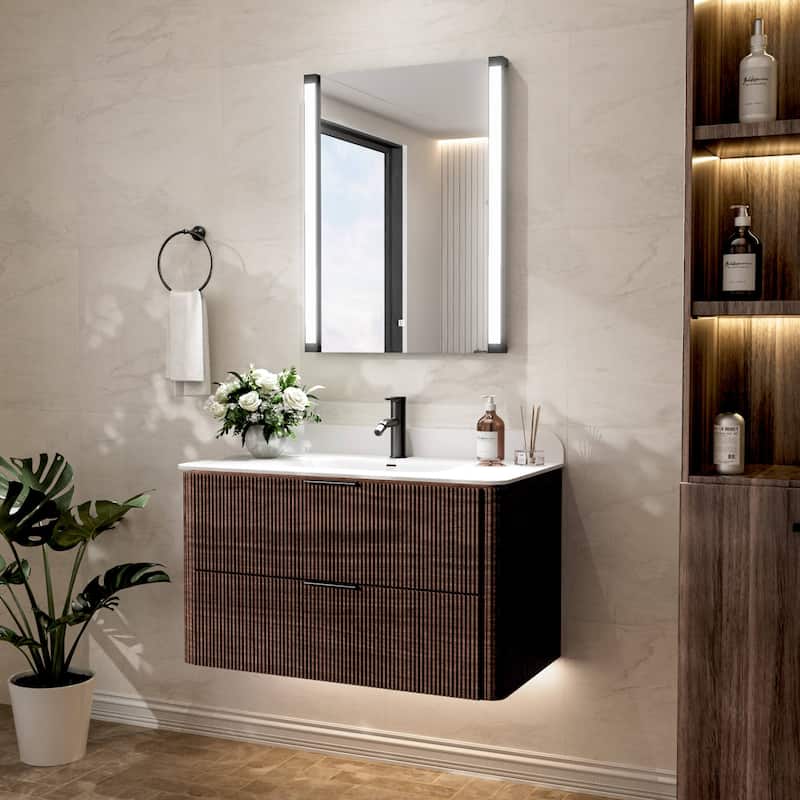 Modland 270° Adjustable LED Bathroom Mirror with Lights Stepless Dimming and Memory Function