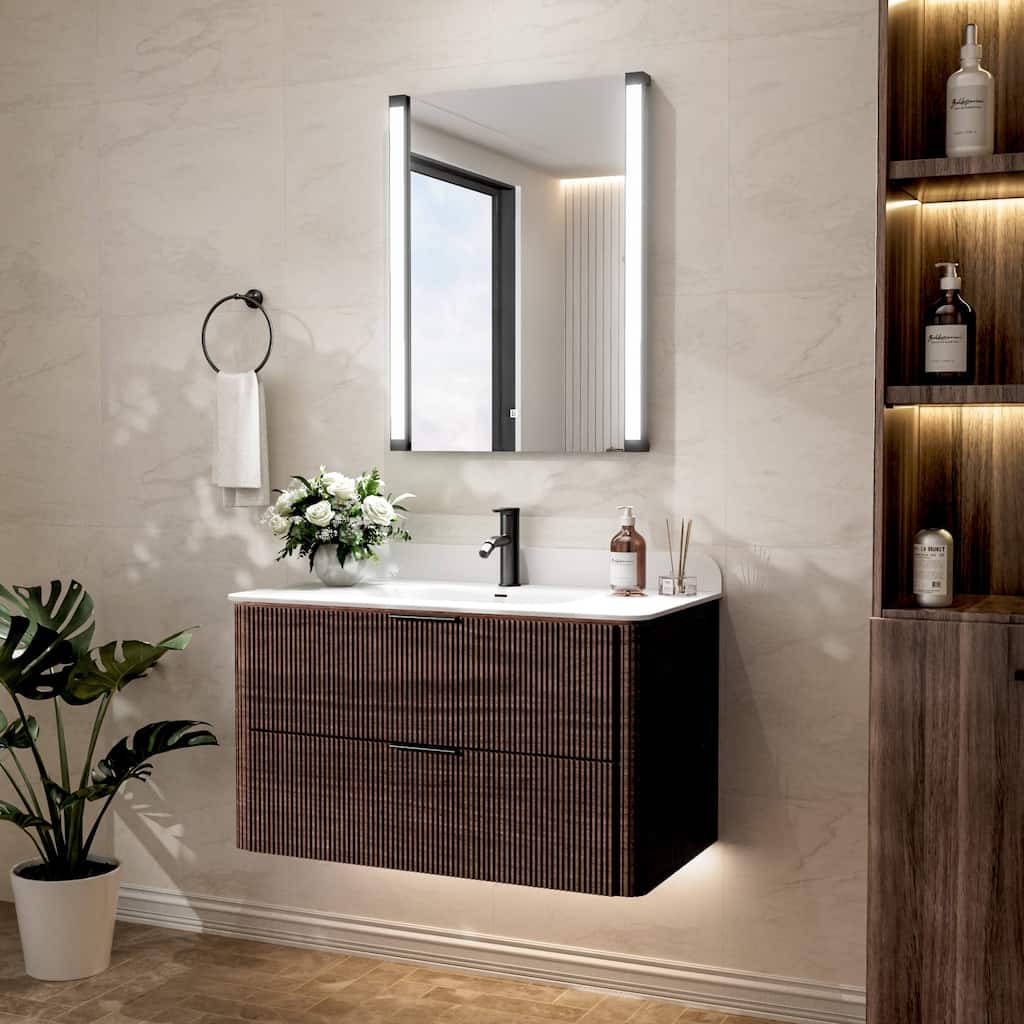 Modland 270° Adjustable LED Bathroom Mirror with Lights Stepless Dimming and Memory Function