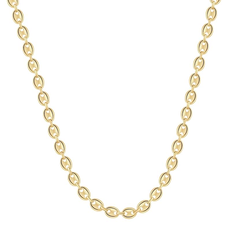 Bliss Diamond Yellow Gold Mariner Women's 24" Chain Necklace 22 Grams 7mm Thick - Yellow - 18 Inch - White