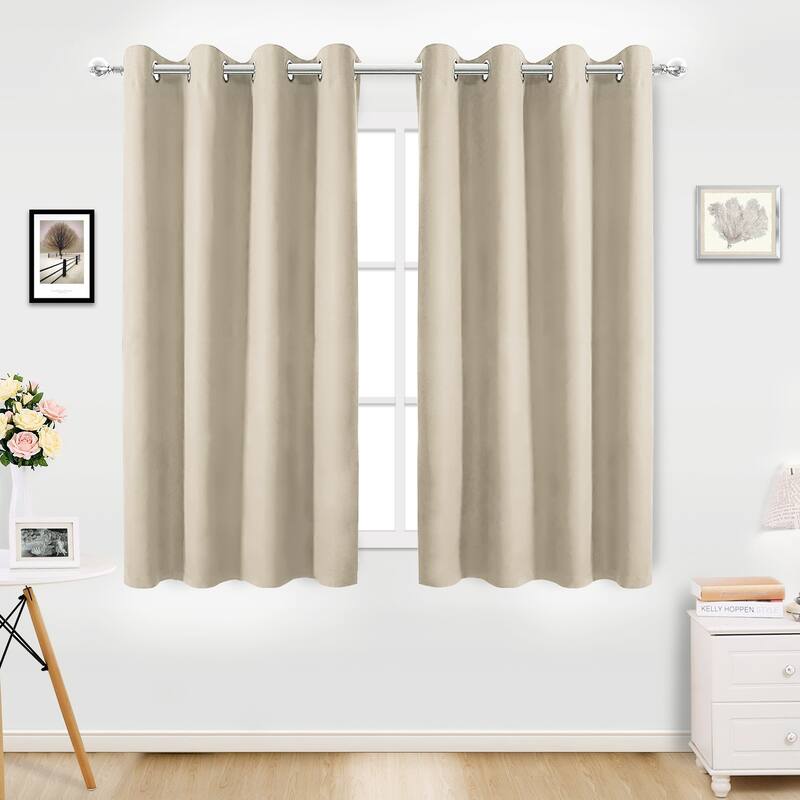 Pro Space Room Blackout Curtains Drape Top Grommet 1 Panel - Beige - 70"W x 63"H