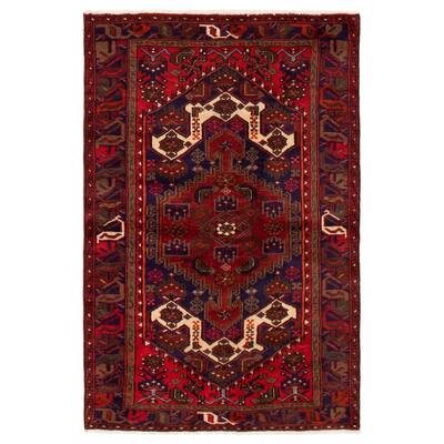 ECARPETGALLERY Hand-knotted Andelz Red, Sky Blue Wool Rug - 4'0 x 6'0