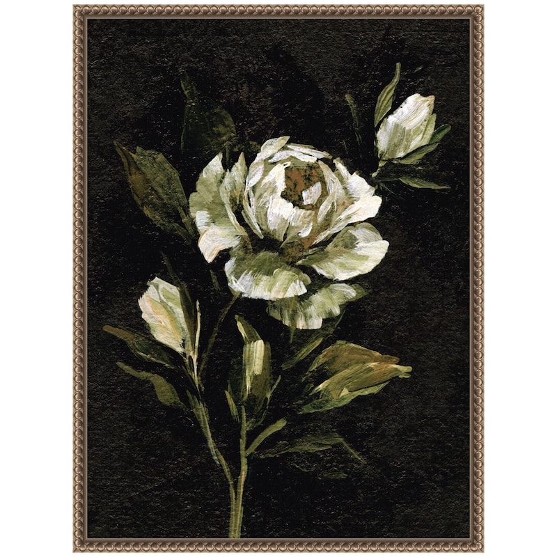 Kate and Laurel Sylvie Moody Floral 2 Framed Canvas by Annie Quigley