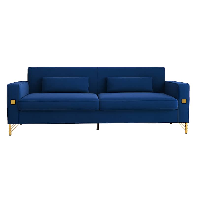 Velvet Loveseats, Comfortable Sofa for Living Room - Retro Blue