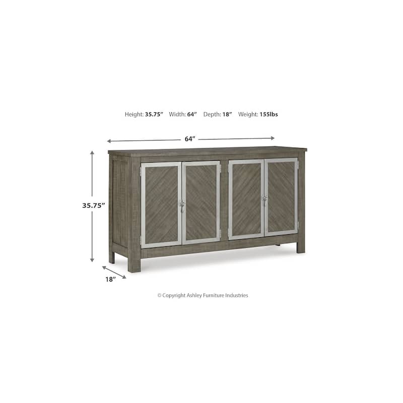 Signature Design by Ashley Krystanza Gray Dining Server - 64" W x 18" D x 35.75" H