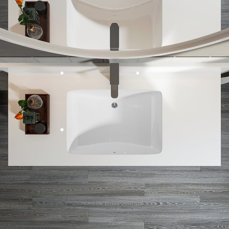 Sinber White Ceramic Bathroom Vanity Undermount Sink