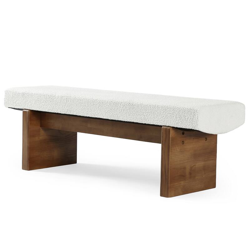 Solid Wood Upholstered Entryway Bench, Bedroom Bed End Foyer Accent Bench Dining Kitchen Bench for Living Room