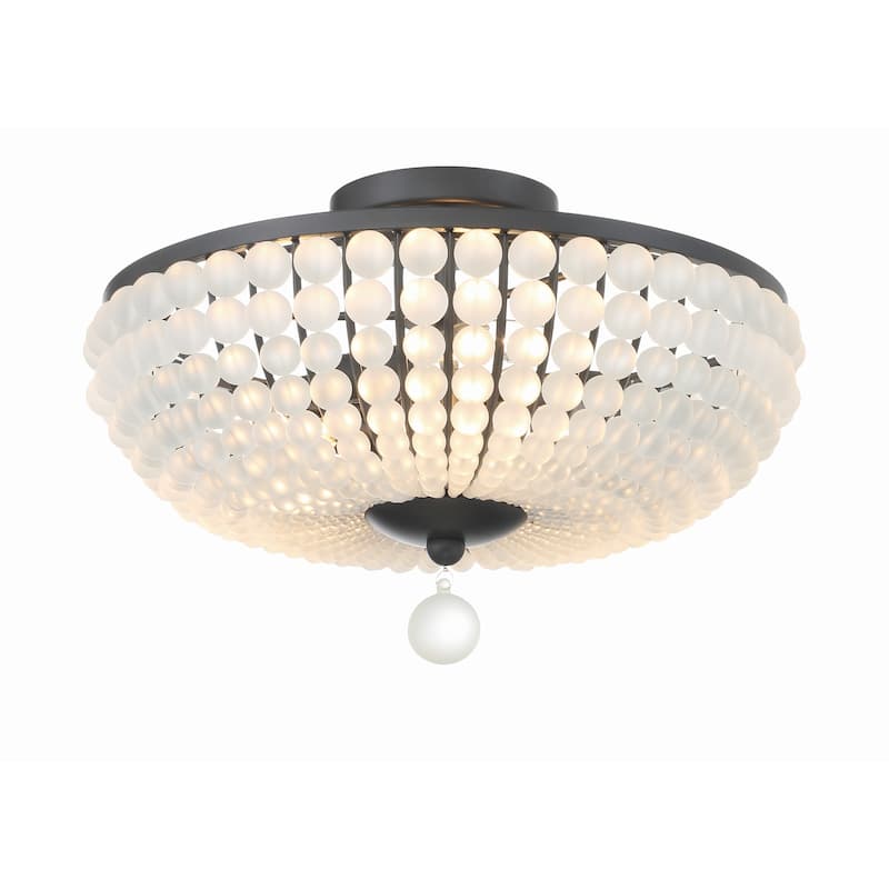 Bella 3 Light Matte Black Ceiling Mount - 15.75"W x 10.25"H - 15.75"W x 10.25"H