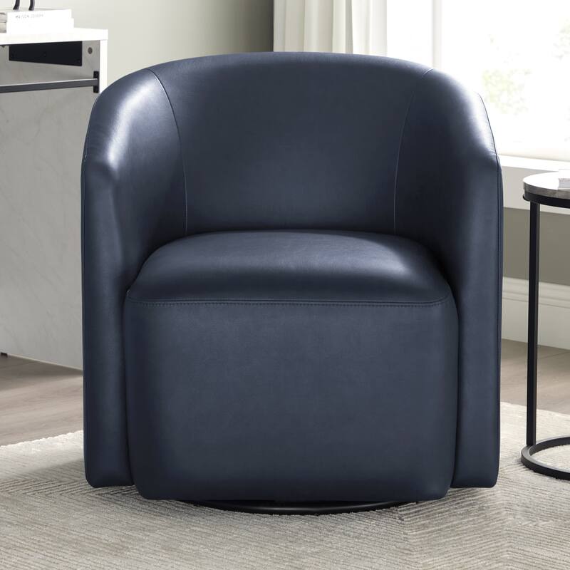 Leather Swivel Barrel Chair 30 Inch Compact 360 Degree