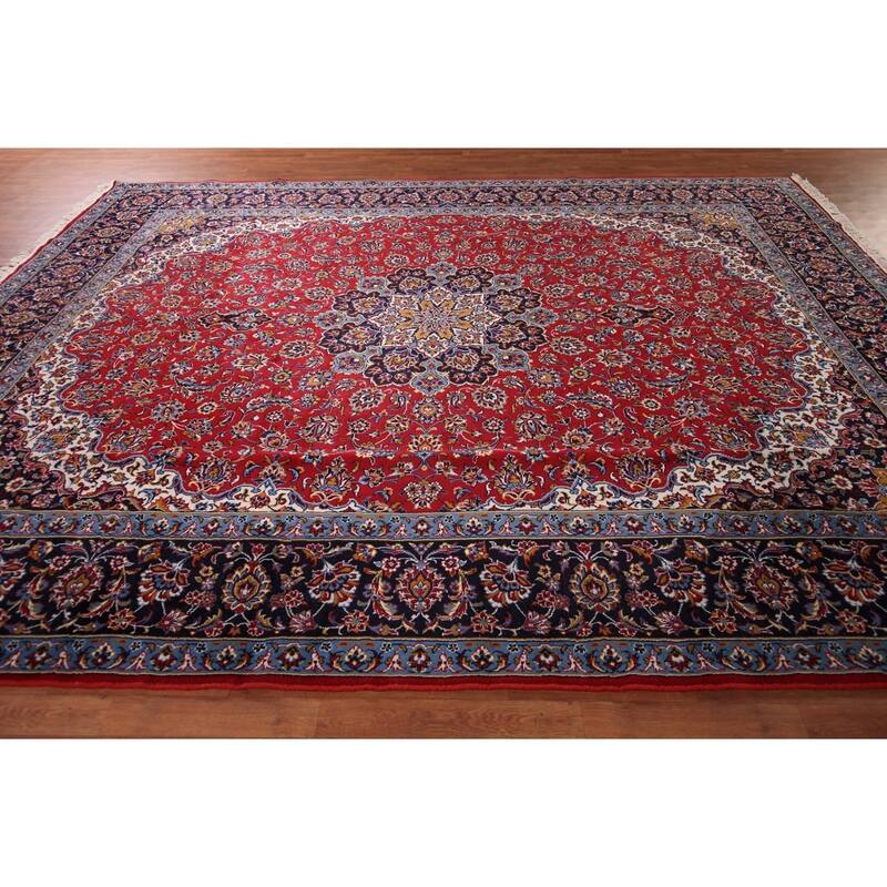 Traditional Red Kashan Turkish Rug Machine Made Home Decor Carpet - 9'8" x 12'6"