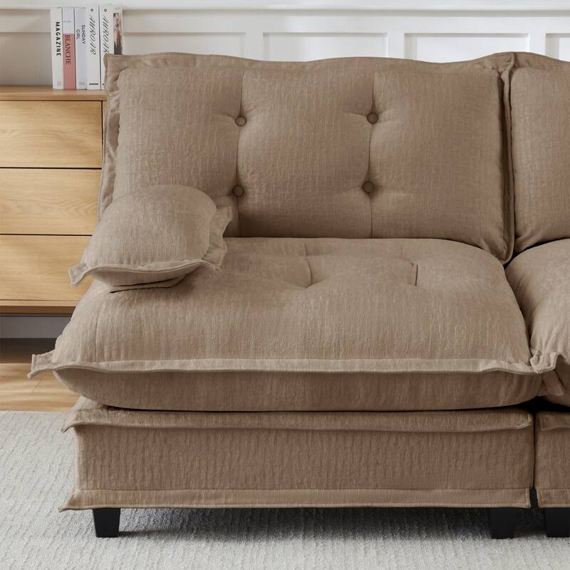 107.8" Chenille Sectional Sofa with Movable Ottoman