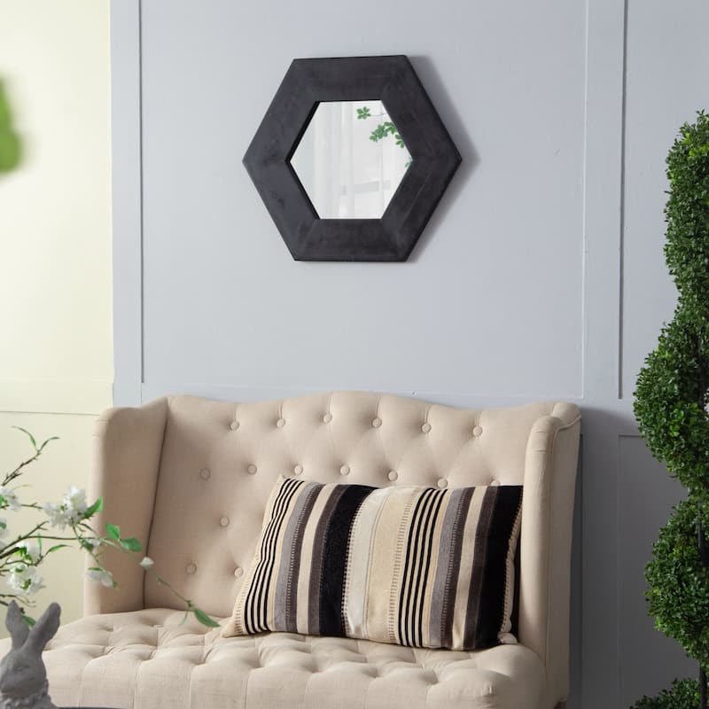 18.5" x 18.5" Hexagon Mirror with Wood Frame