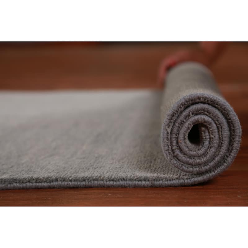 Hand Knotted Oriental 100% Wool Carpet Modern Solid Greys & Charcoal Gabbeh Runner Rug - 9' 10'' X 3' 0''
