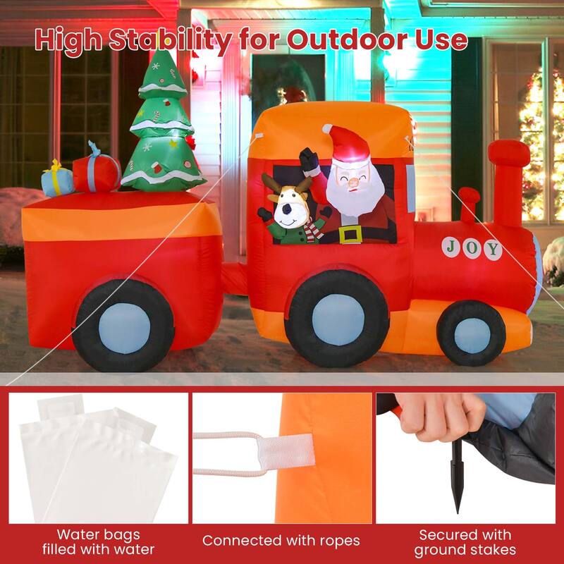 Costway 8 FT Christmas Inflatable Santa Train Decoration with Santa - See Details