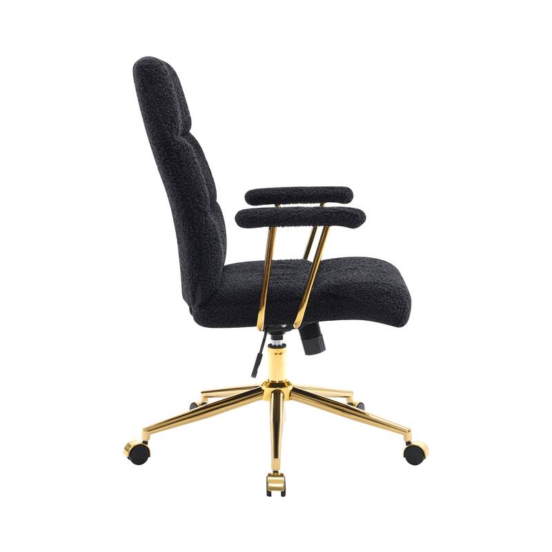 Textured Boucle Fabric Office Chair, Modern Height Adjustable Desk Chair with Padded Arms
