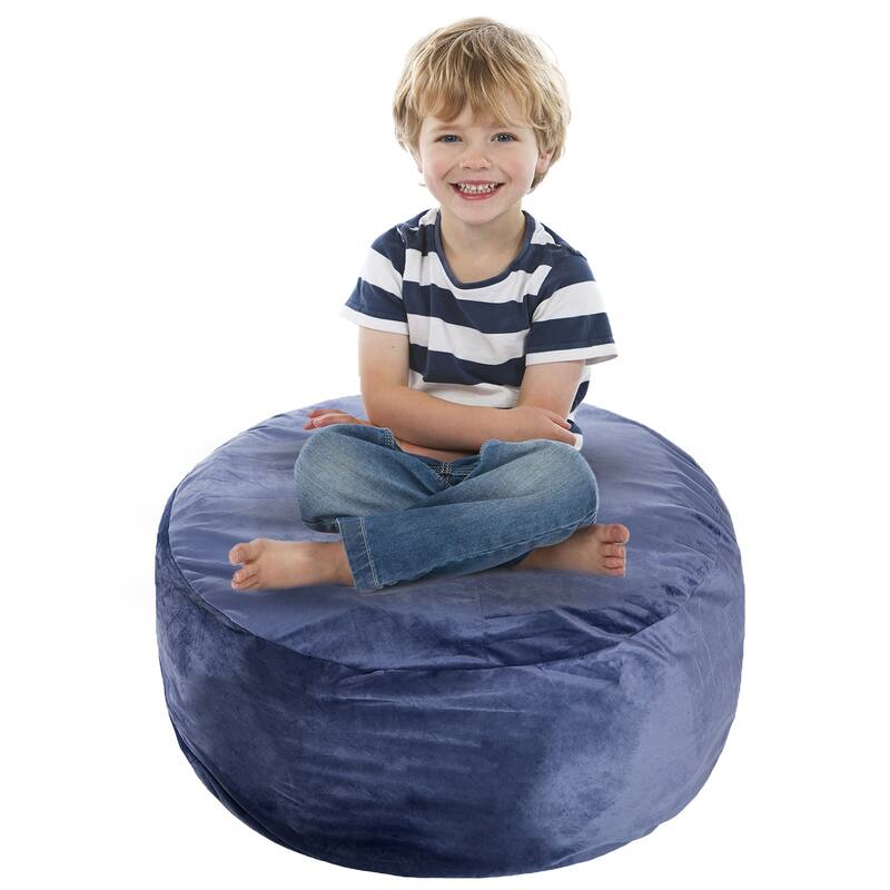 Cheer Collection Microplush Bean Bag and Stuffed Animal Storage Case - Navy