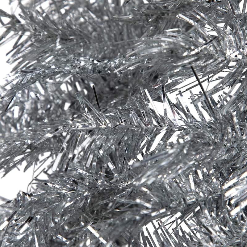 36" Silver Tinsel Artificial Christmas Wreath, Unlit