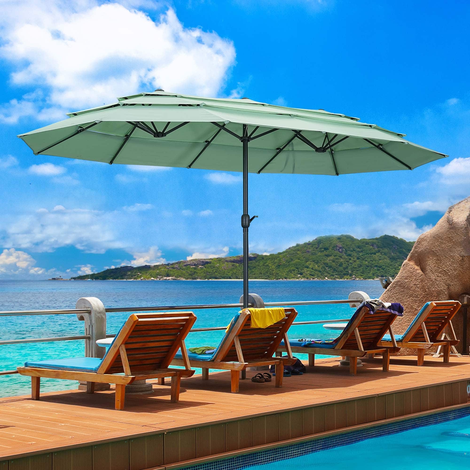 best places to buy patio umbrellas SUPERJARE 13FT Outdoor Umbrella for Patio, Double sided Pool with Fade Resistant Canopy, Large Table Umbrella for Deck, Market, Backyard while the rust Autlaycil 15ft Outdoor Patio Umbrellas,3