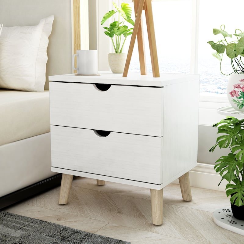 DH BASIC Scandinavian White 2-drawer Nightstand by Denhour