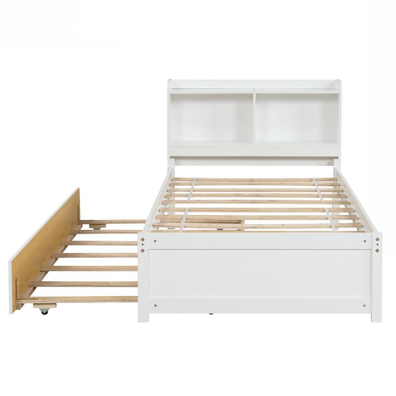 Twin Bed with Trundle,Bookcase