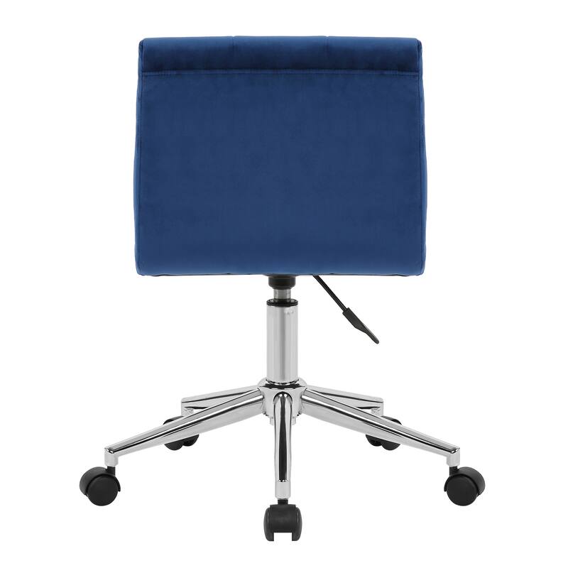 Amali Blue Velvet Upholstered Adjustable Height Swivel Office Chair