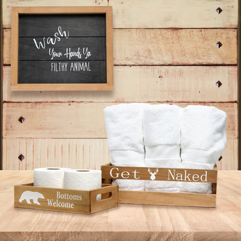 Elegant Designs Three Piece Decorative Wood Bathroom Set