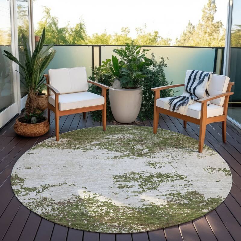 Machine Washable Indoor/ Outdoor Abstract Pixels Chantille Rug
