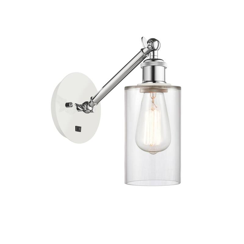 Innovations Lighting 317-1W-13-5 Clymer Sconce Clymer 13" Tall Wall - White and Polished Chrome / Clear