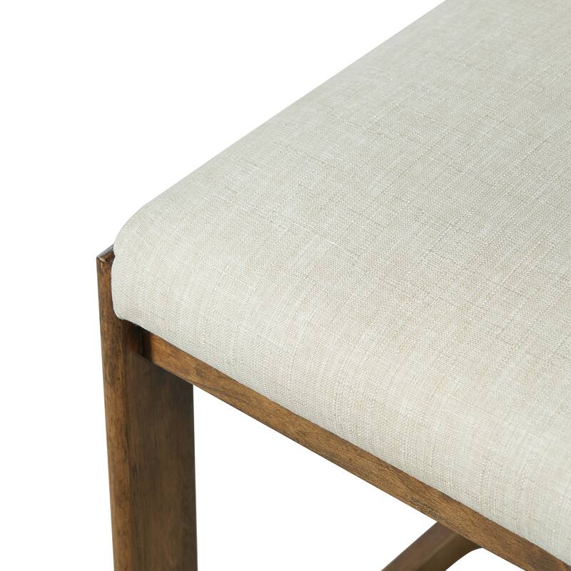 Christopher Knight Home - Modern Linen Upholstered Counter Height Bar Stools with Solid Wood Legs & Square Backrest, Set of 2